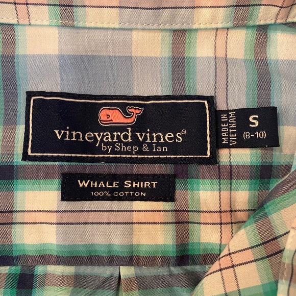 Vineyard Vines EUC size 10 cotton blue plaid button down shirt - Picture 5 of 5